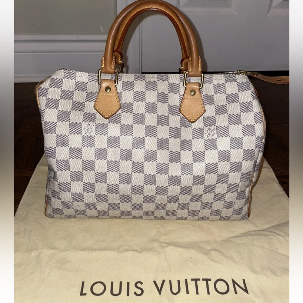 🎁 SOLD🎁 Louis Vuitton Speedy 30 Damier Azur Canvas Handbag Tote Bag N41370